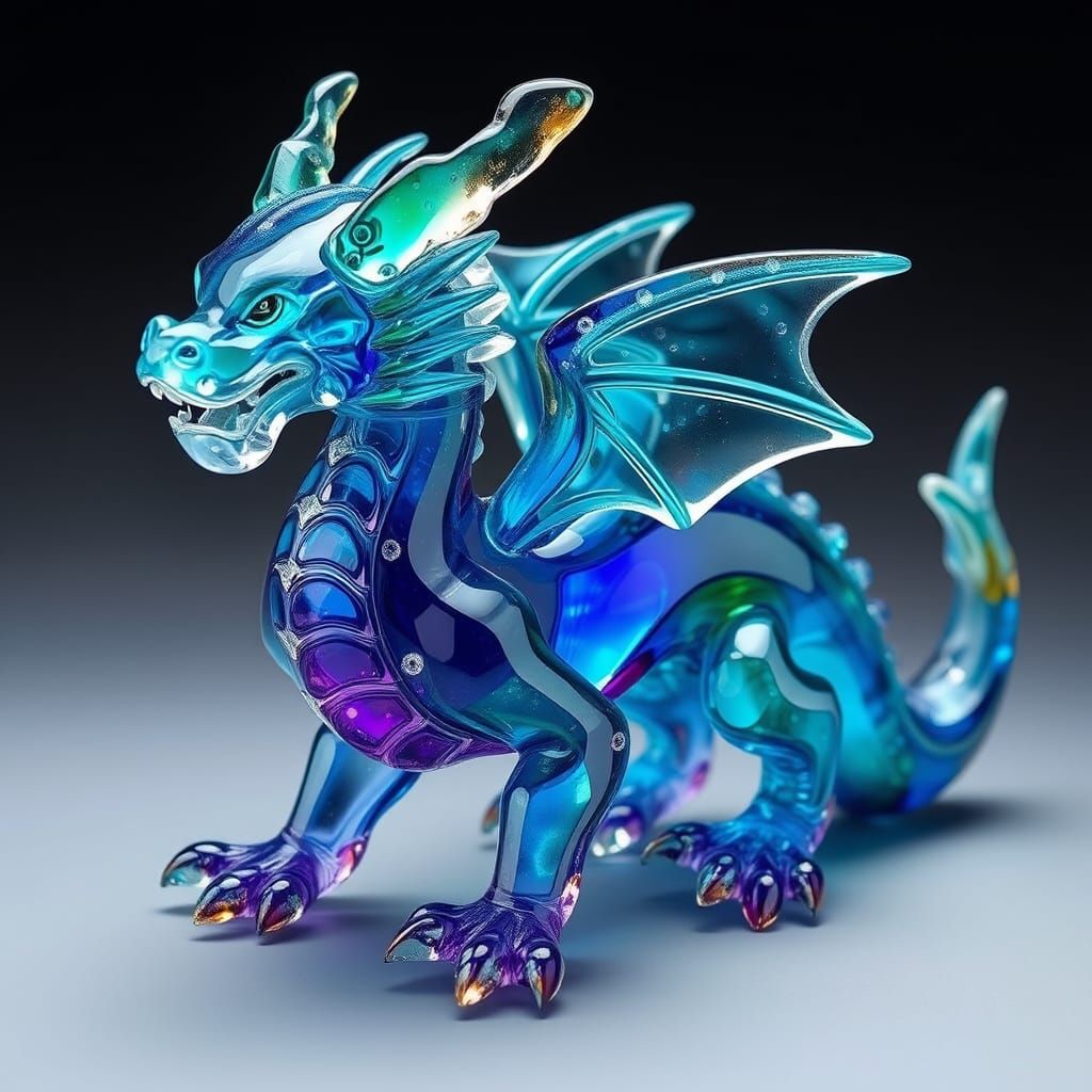 Mythical Creature Made of Polished Ocean Glass