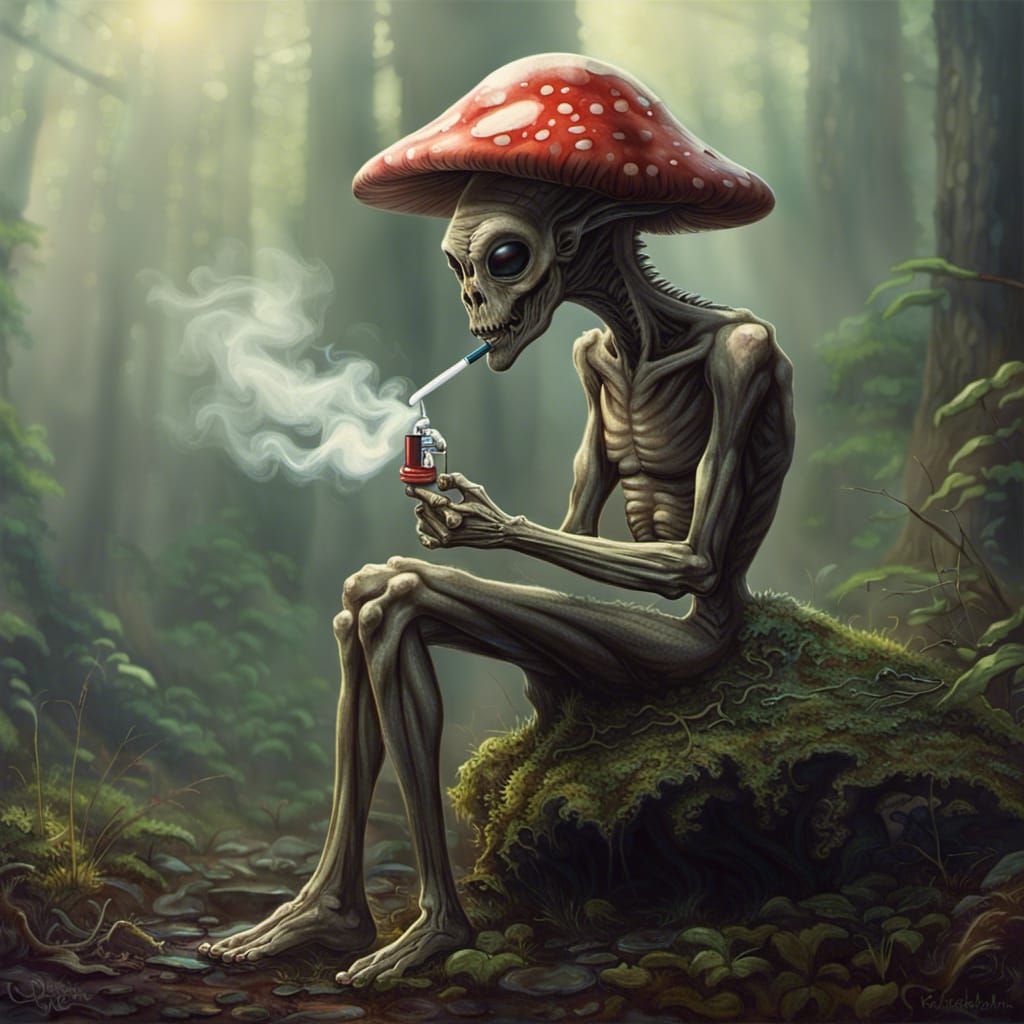 Sinister Alien Smoker on Mushroom