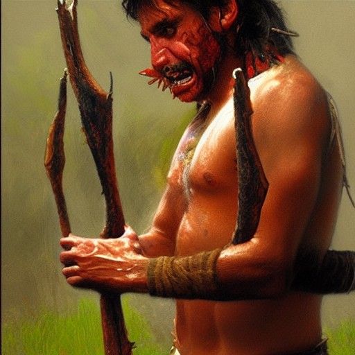 Cannibal Depicted as Oil Painting by James Gurney