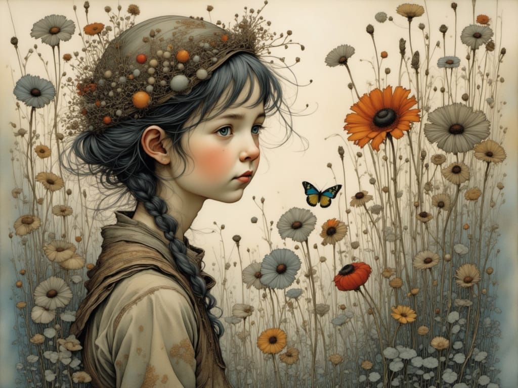 Vibrant Floral Tapestry in Intricate Impasto Style