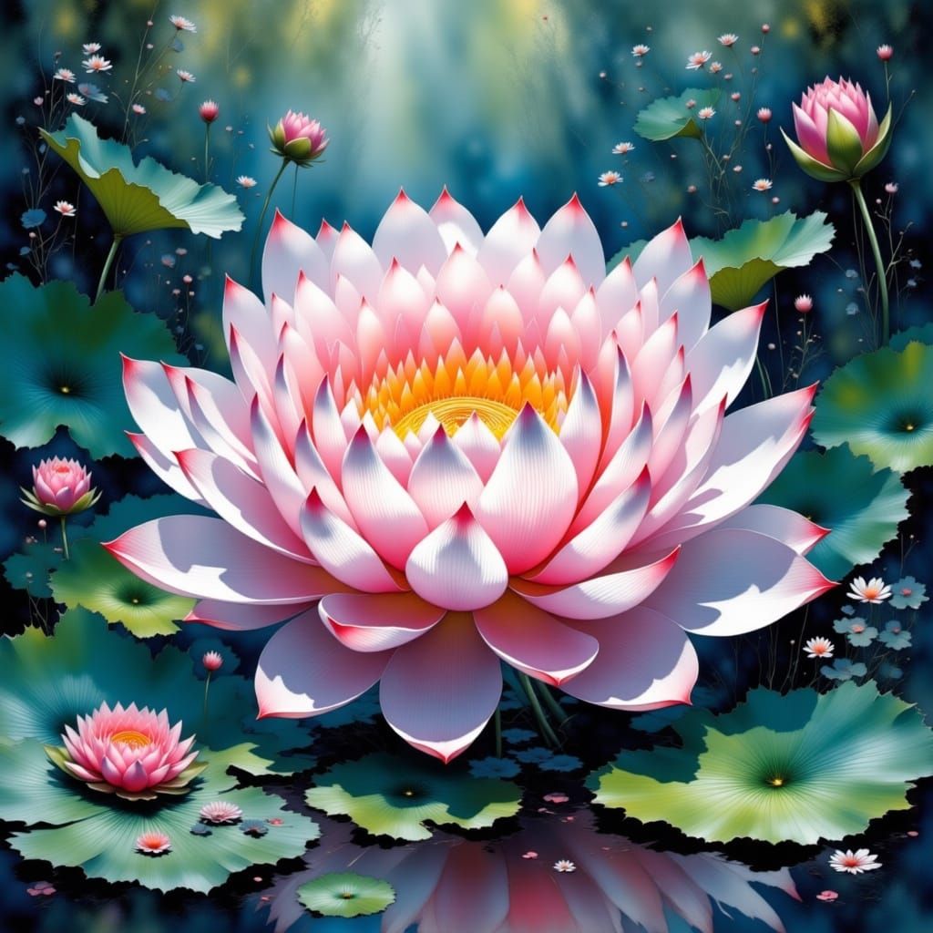 Delicate Lotus Flower in Dreamy Water Scene