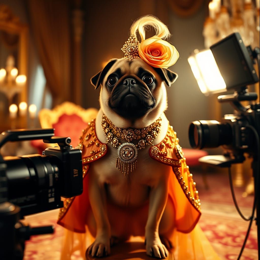 Elegant Pug Dog Channels Old Hollywood Glamour in Haute Cout...
