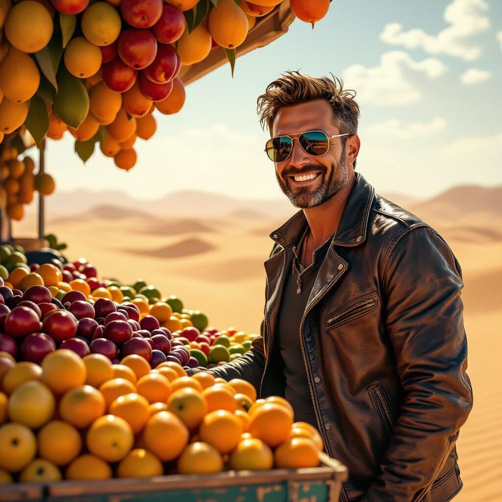 Desert Fruit Stand in Dreamy Realism Style