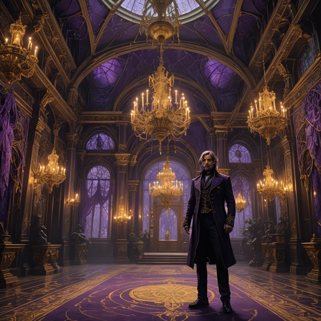 Dark Lord in a Victorian Manor, Art Nouveau Style