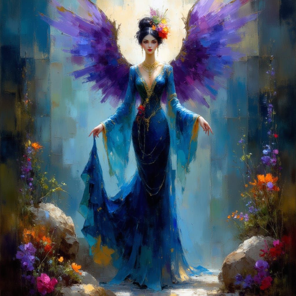 Sea Angel Guides Ships in Art Nouveau Style