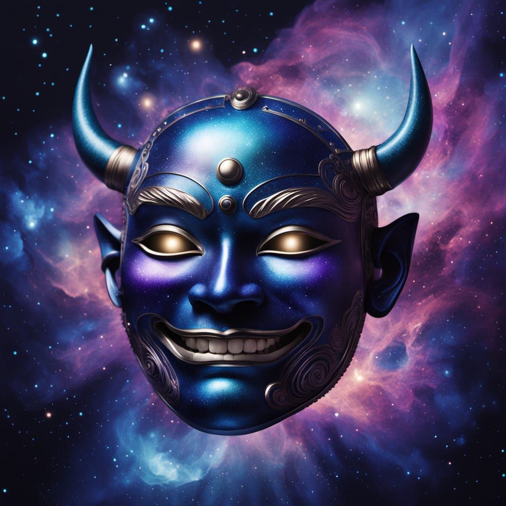 Cosmic Oni Mask with Luxurious Metallic Accents
