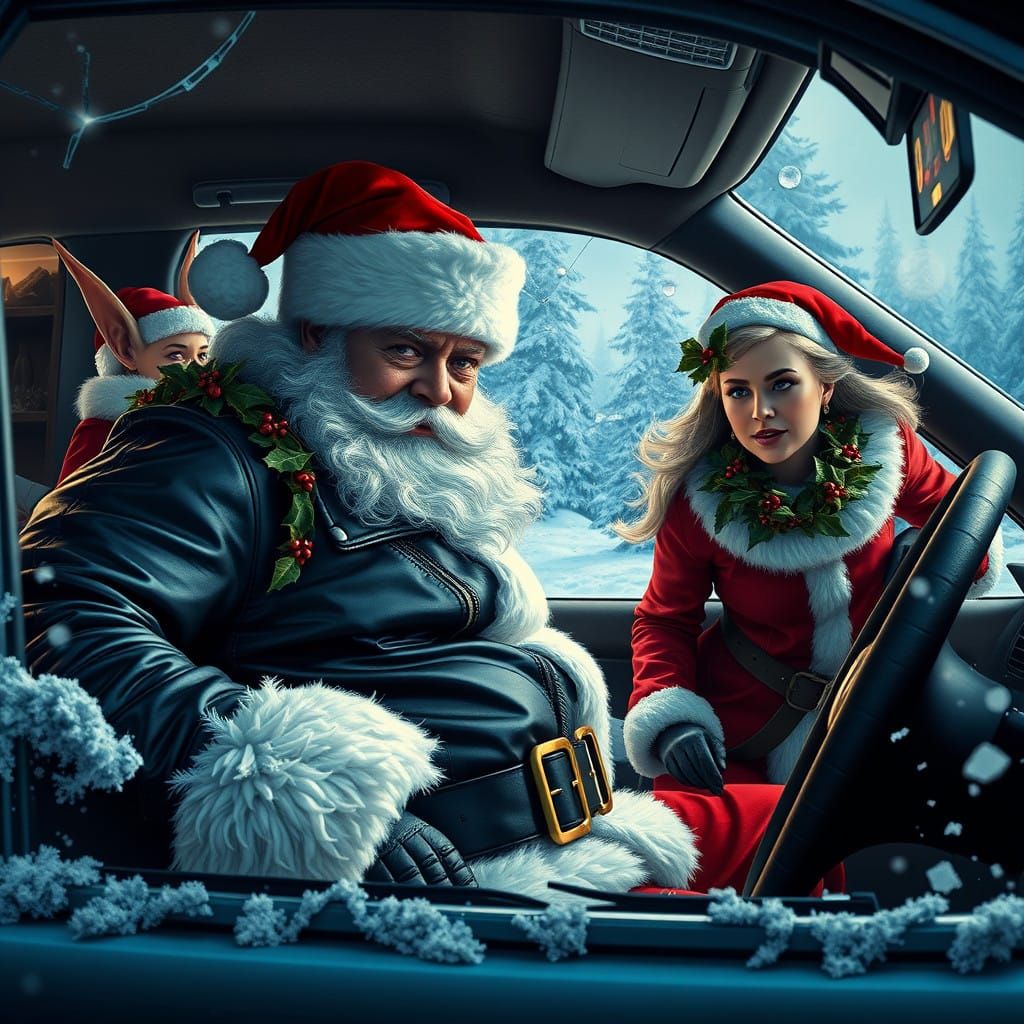 Santa's Sleigh in the Shadow of a Winter Wonderland