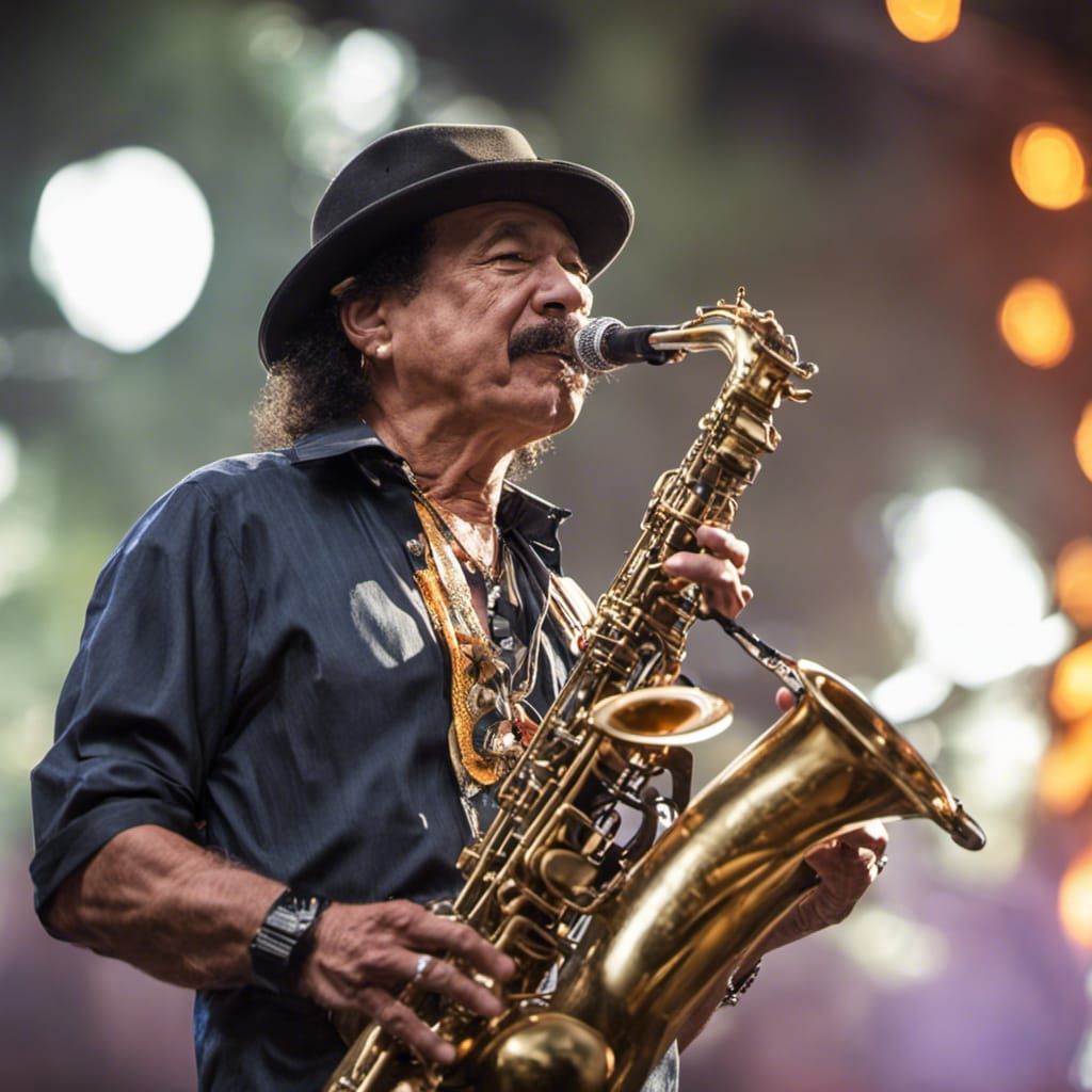 Carlos Santana playing the Saxophone