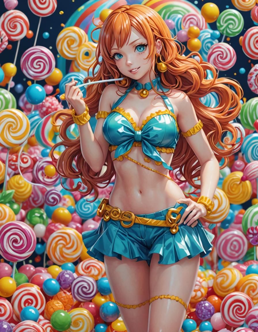 Manga Girl in Candy Art Style: Digital Illustration