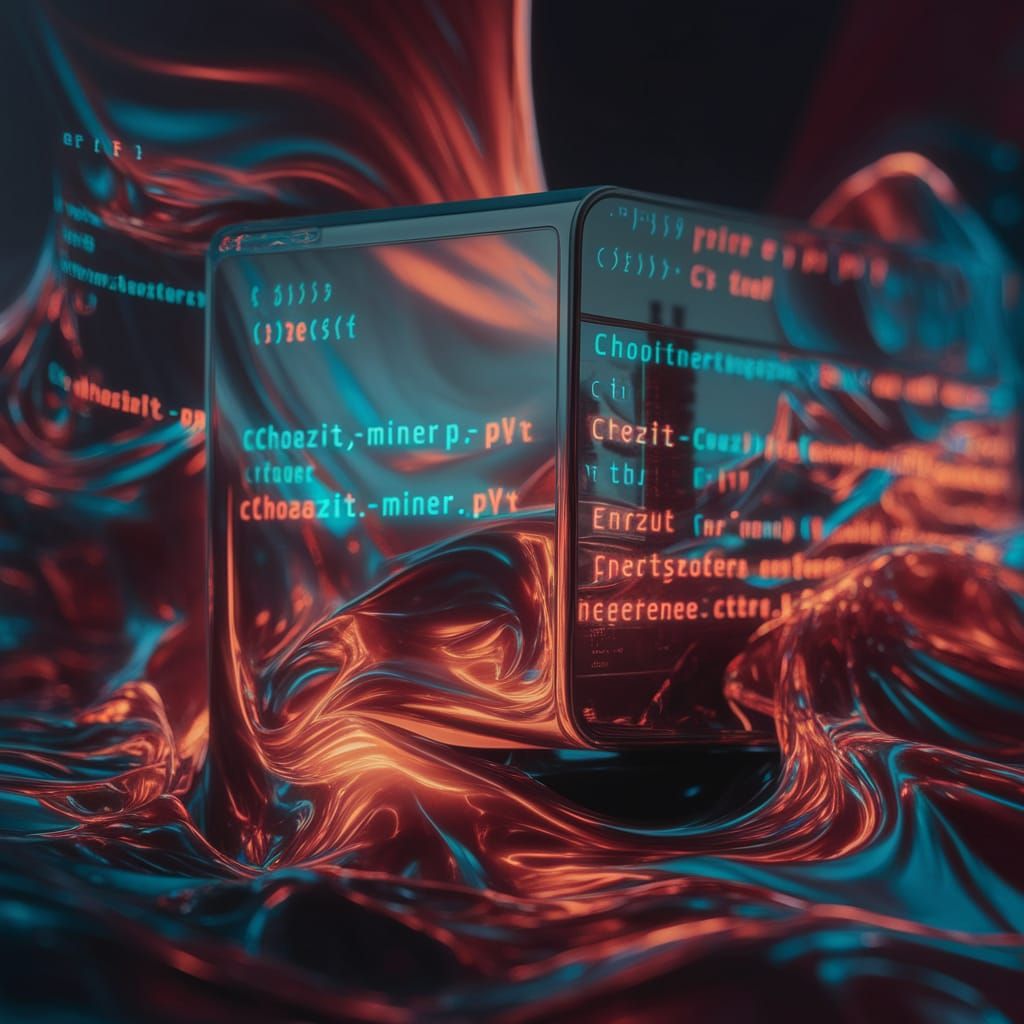 Abstract Digital Art: Glowing Code in Cosmic Scene