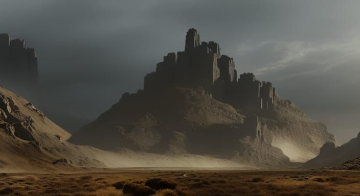 Epic Hellscape with Monolithic Structures: Digital Matte Pai...