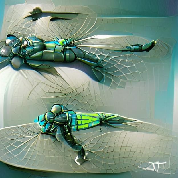 Futuristic Dragonfly Suit: Digital Art