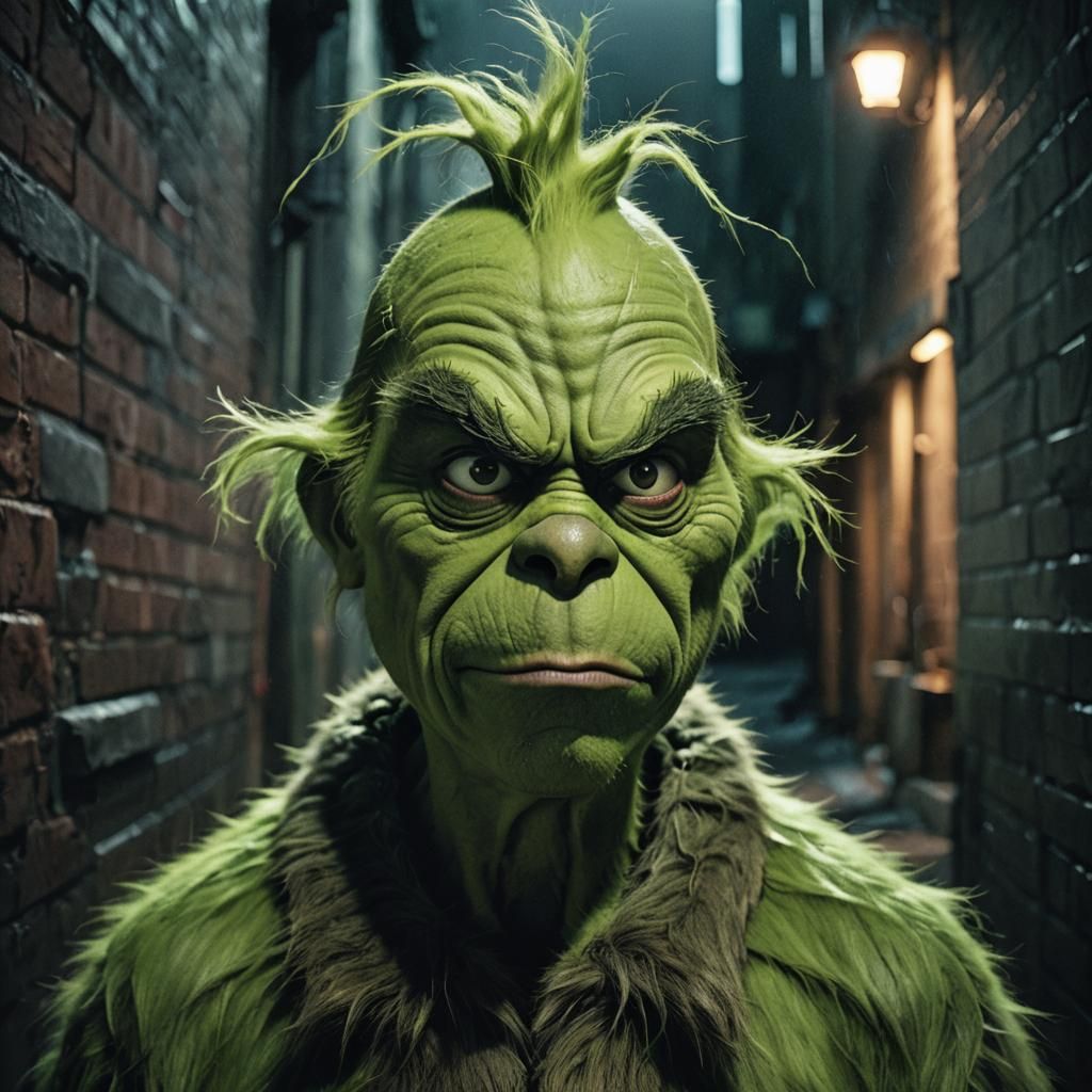 Gritty Close-Up Portrait with Eerie Green Glow