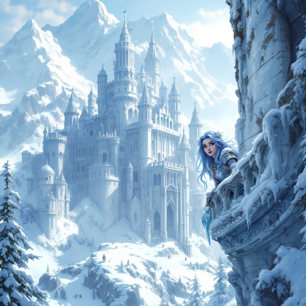 Ethereal Ice Fortress in Winter Wonderland