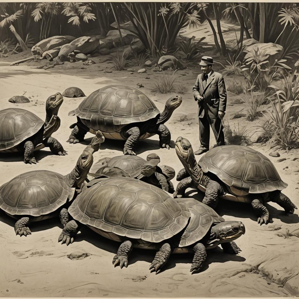 Turtles in Atomic Desert Landscape