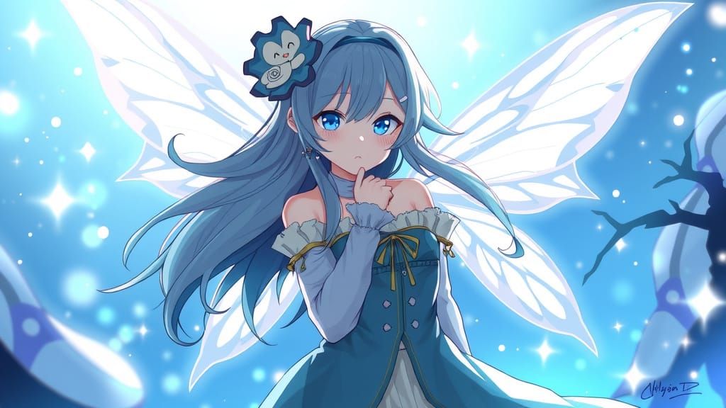 Fairy Anime Character in Majestic Blue