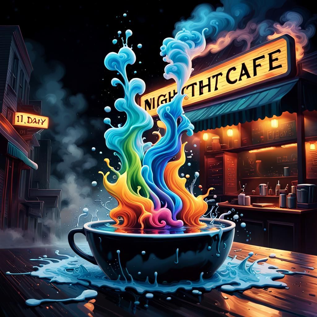 Surreal Water and Smoke Sign in 3D Rendering