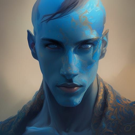 Azure Prince Portrait in Hyperdetailed Digital Art