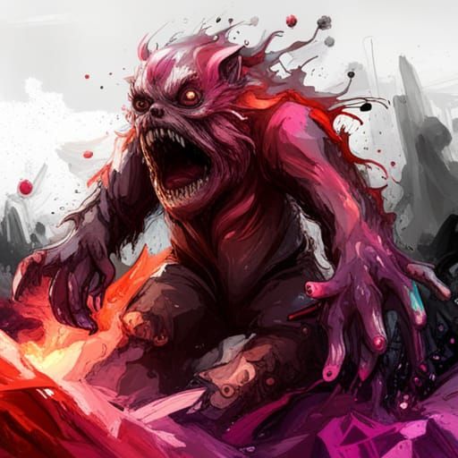 Exploding Paint Trash Monster 3D Statue