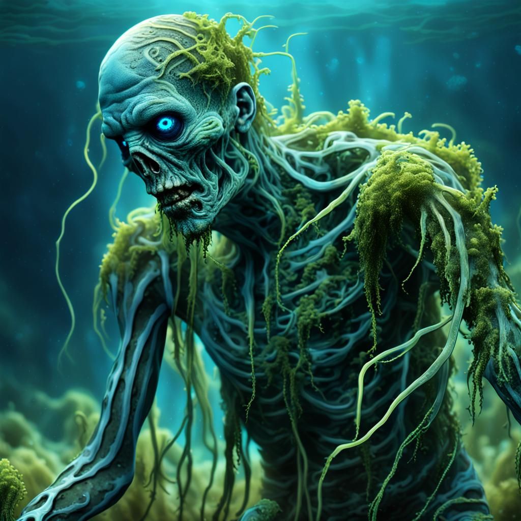 Algae Creeper Zombie with Bioluminescent Seaweed