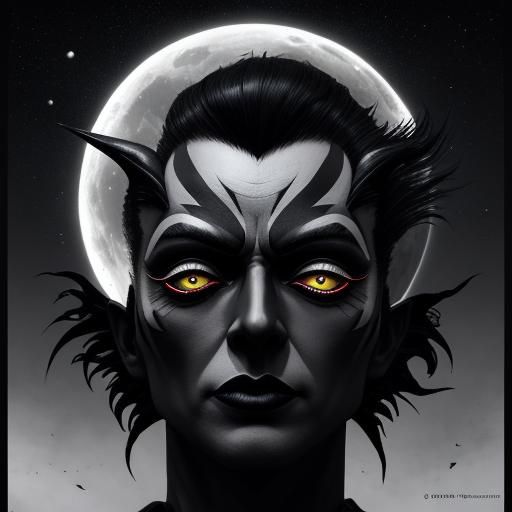 Surreal Moon Head Eclipsing Sun in Black and White