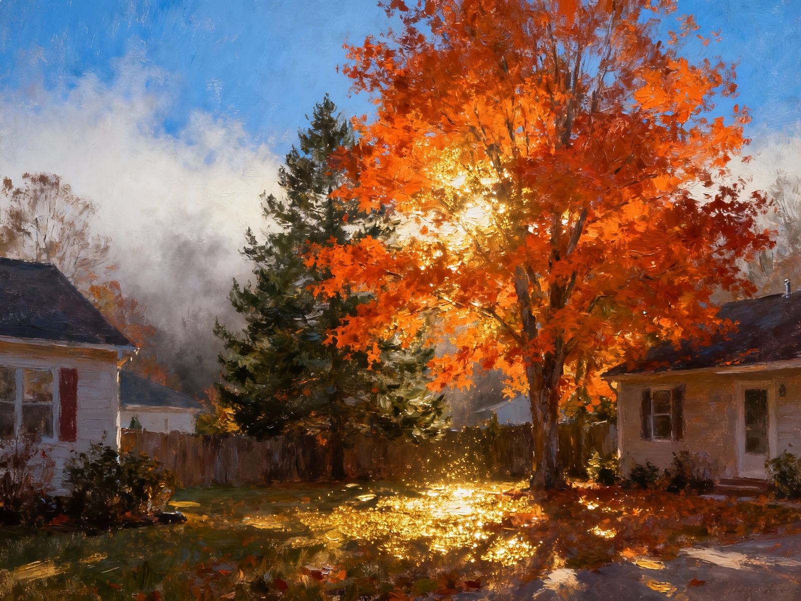 Golden Autumn Day in North Carolina Suburb