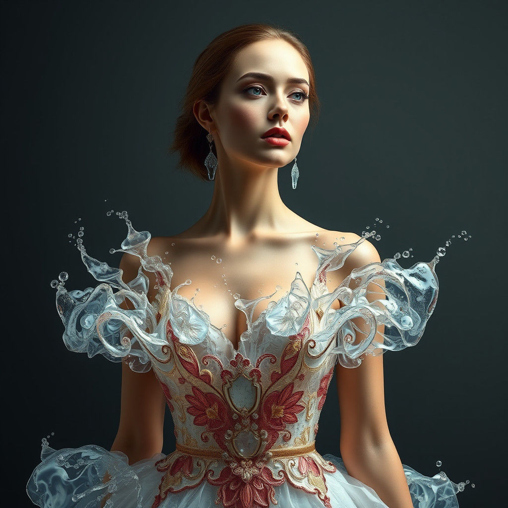 Liquid Dress: Hyperrealistic Portrait of a Woman