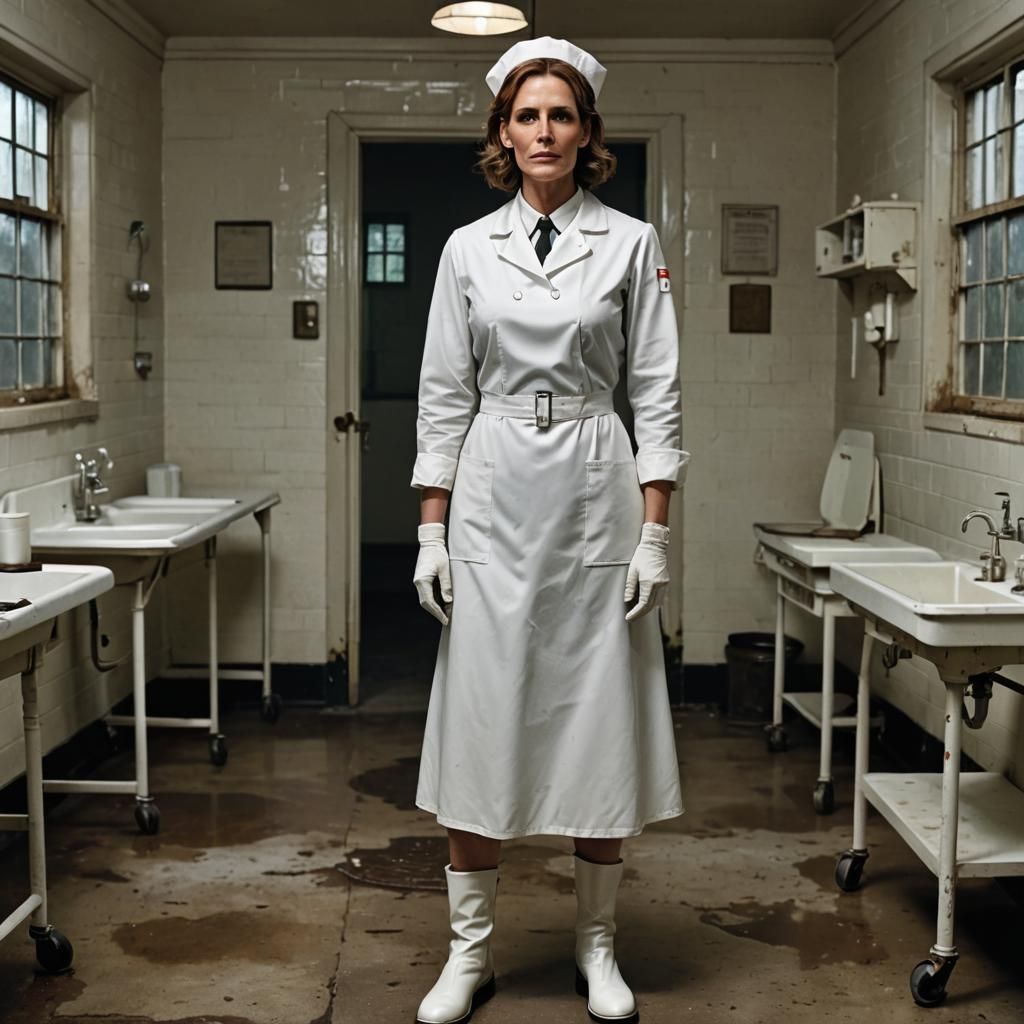 Stern 1930s Nurse in Asylum Attire