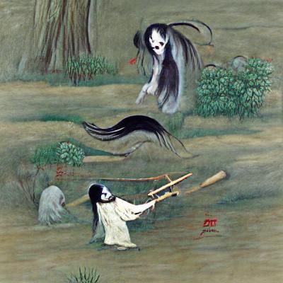 Ethereal Yurei Apparition in Bamboo Forest