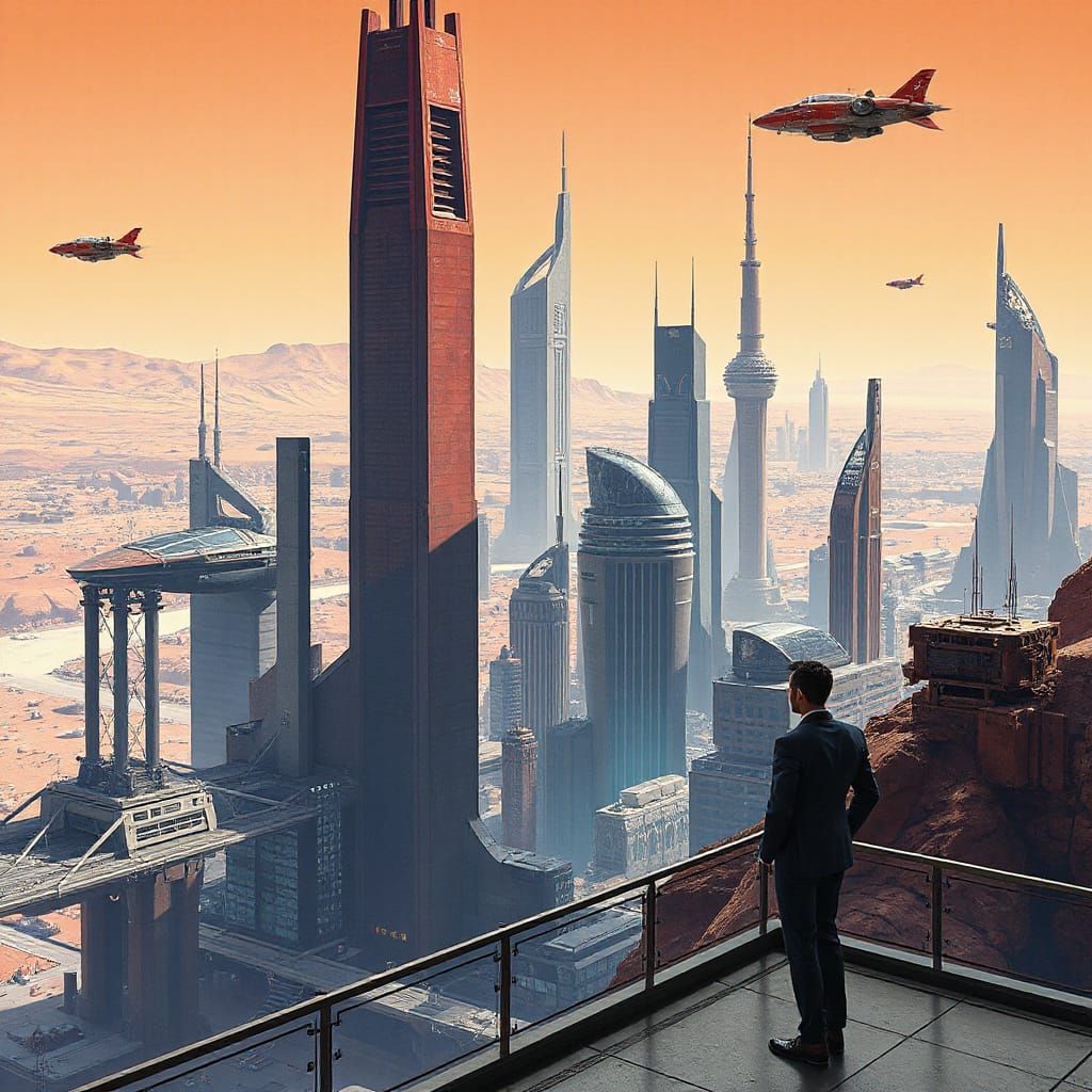 Futuristic Mars Cityscape in Vibrant Colors