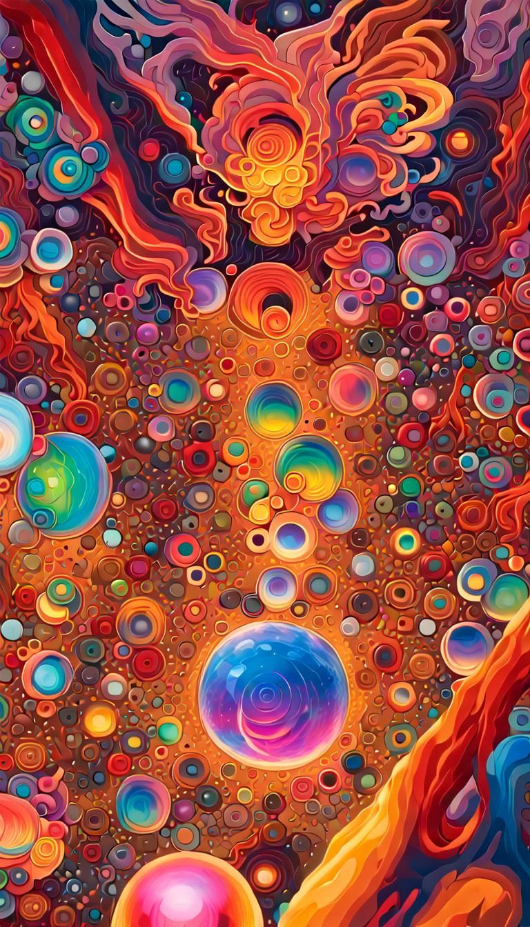 Rainbow Neon Crystal Architecture in 3D