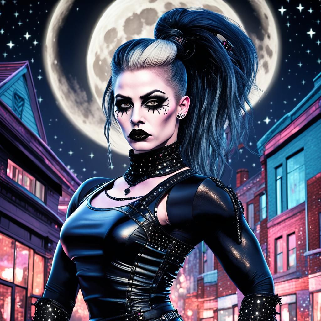 Victorian Gothic Bodybuilder Under the Full Moon