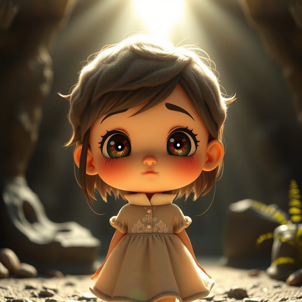 Chibi Girl in Hyper-Realistic 3D Environment
