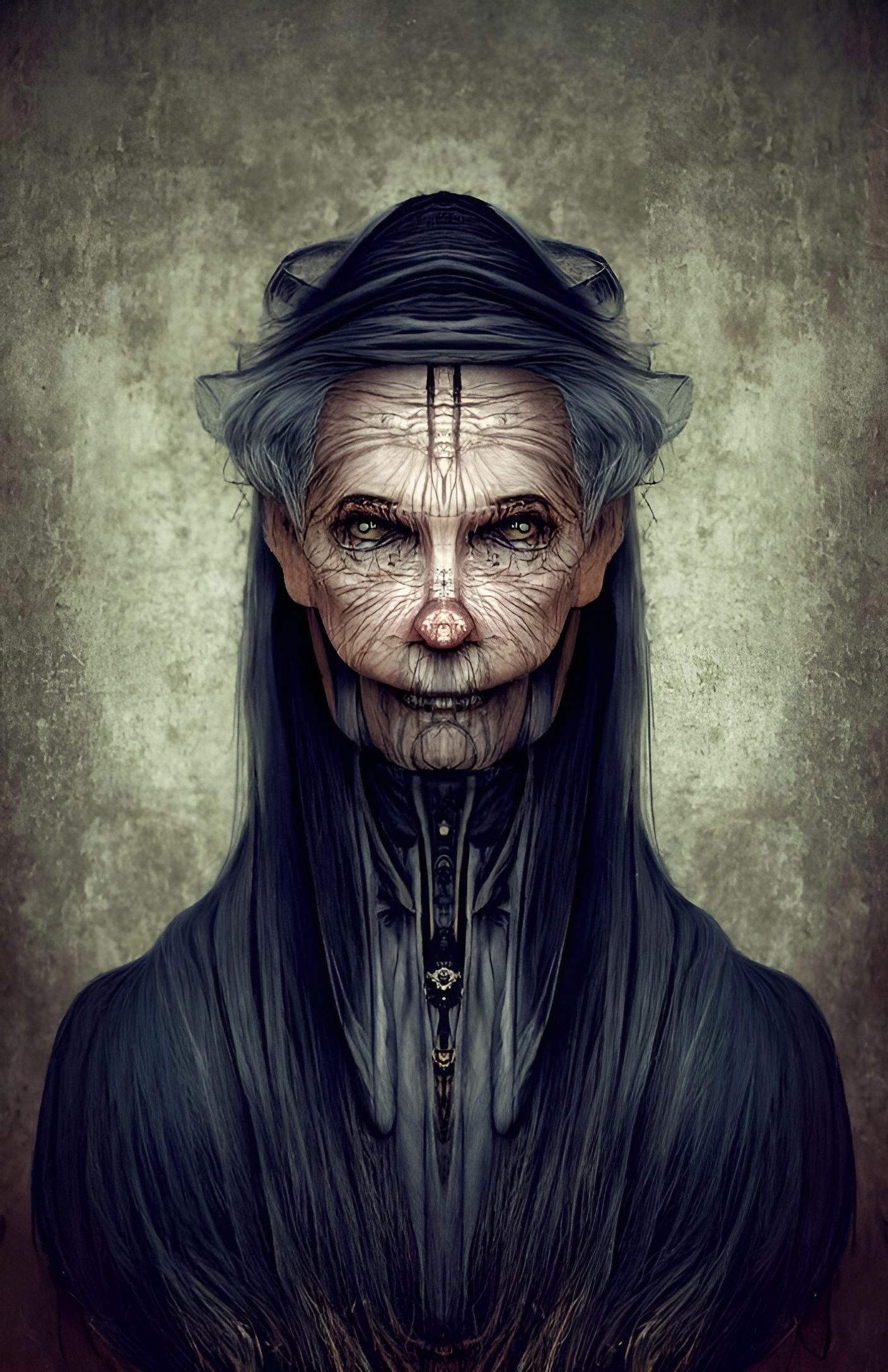 Sinister Victorian Hag Portrait in Gothic Style