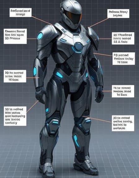 Futuristic Titanium Infantry Suit with Neon Accents