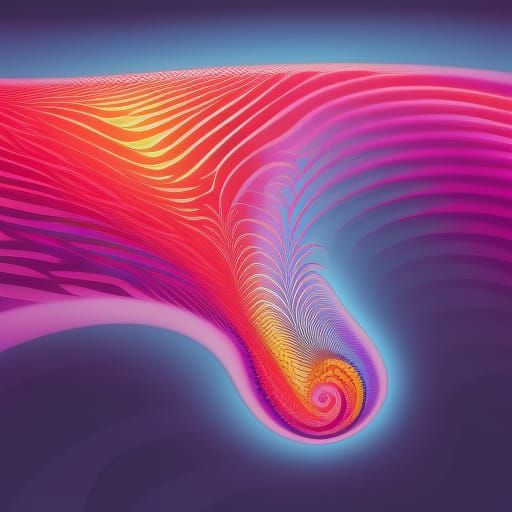 Abstract Rainbow Swirl Wave with Fractal Elements