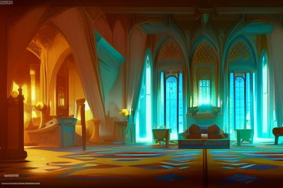 Art Deco Medieval Manor with Gold Accents