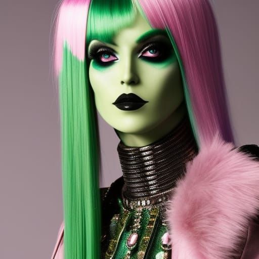 Green Emo Alien in Haute Couture Style