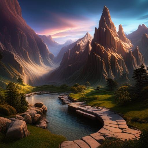 Fantastical Landscape Matte Painting in Deep Color