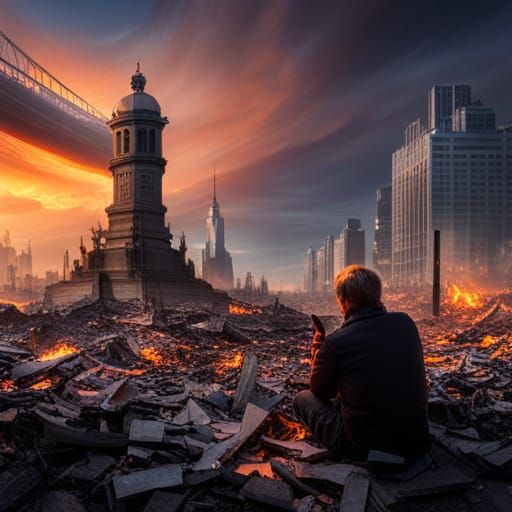 World Burns as People Play on Phones