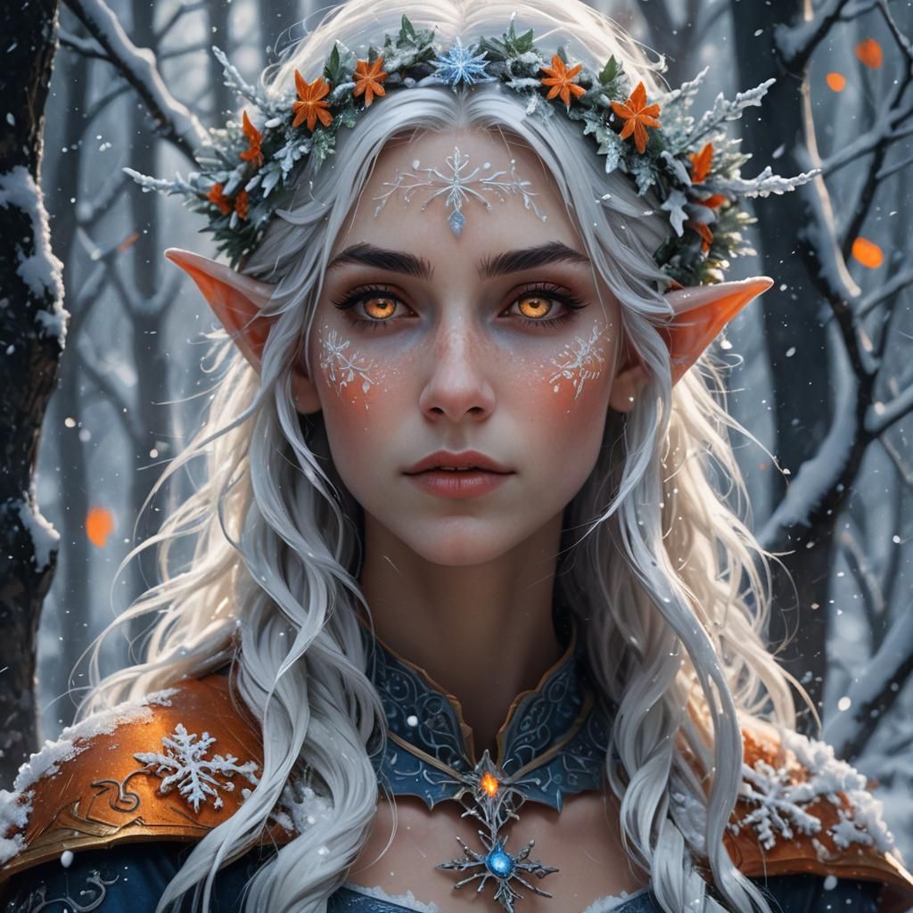 Snow Elf Portrait in Digital Fantasy Art