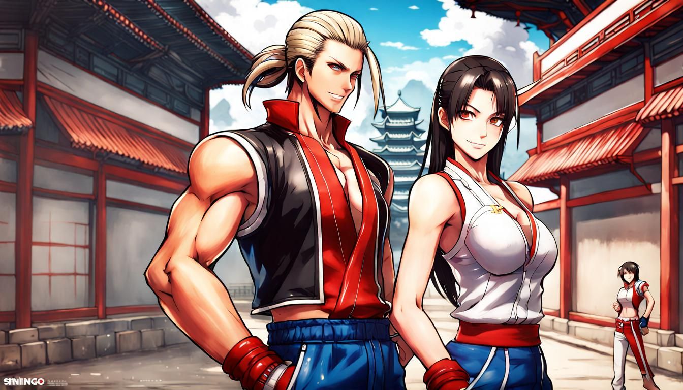 Mai Shiranui and Andy Bogard at Great Wall, Anime Style