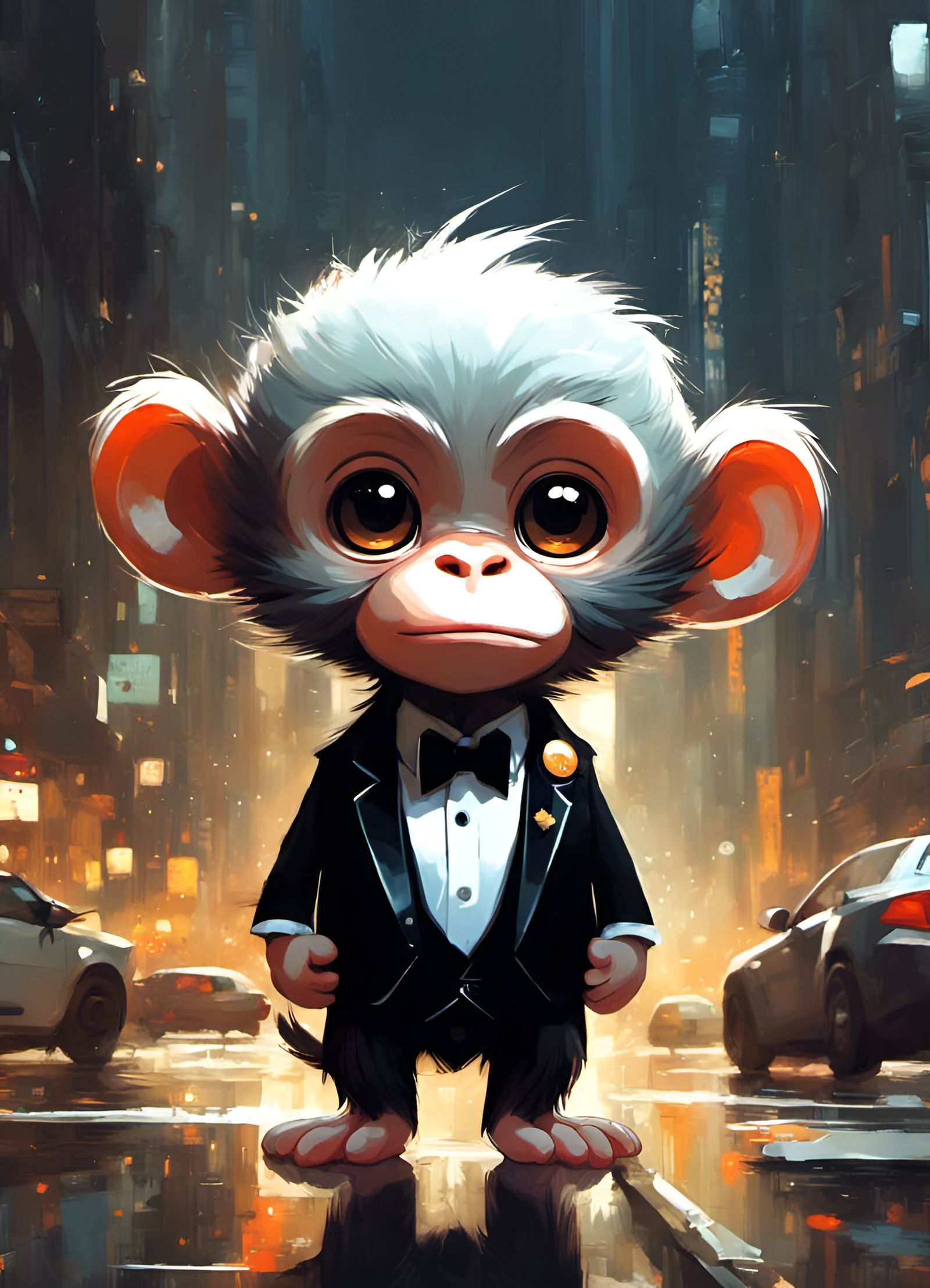 Chibi Monkey in Tuxedo, Detailed 3D Render