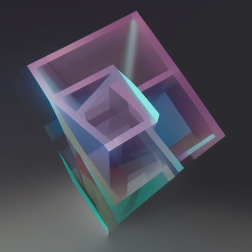 Noctilucent 3D Cube in Hyperrealistic 8K