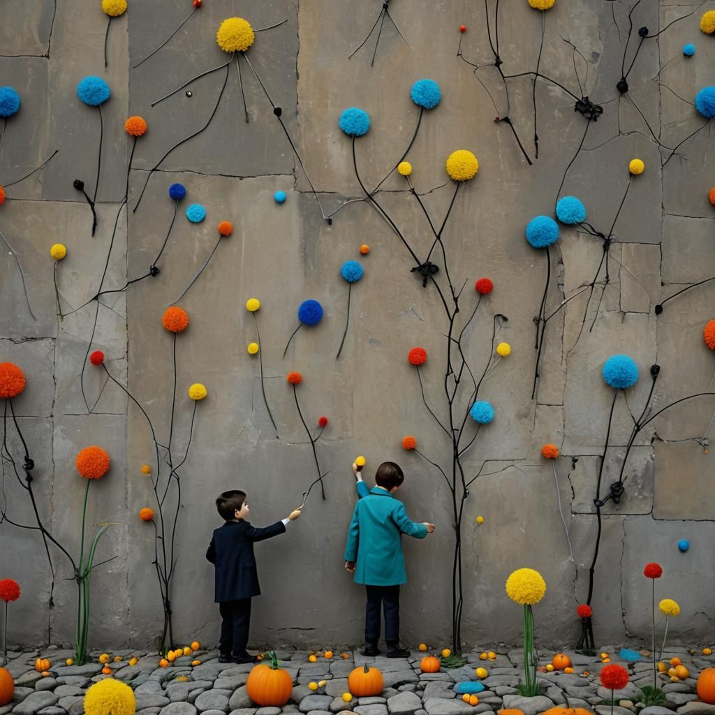 Surreal Halloween Dreamscape in a Childlike Style