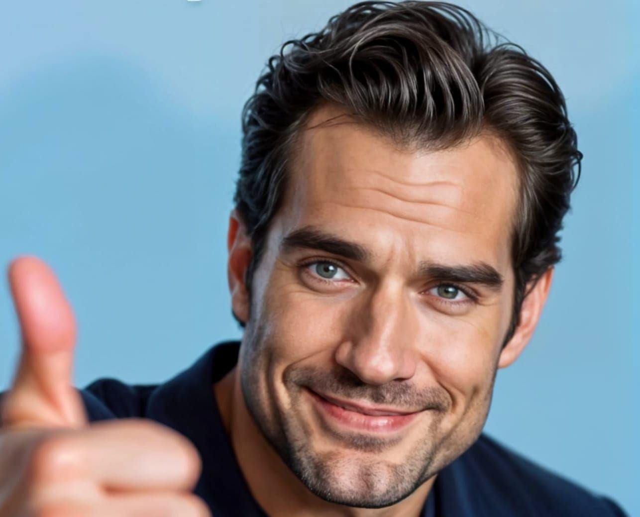 Handsome Man's Playful Selfie