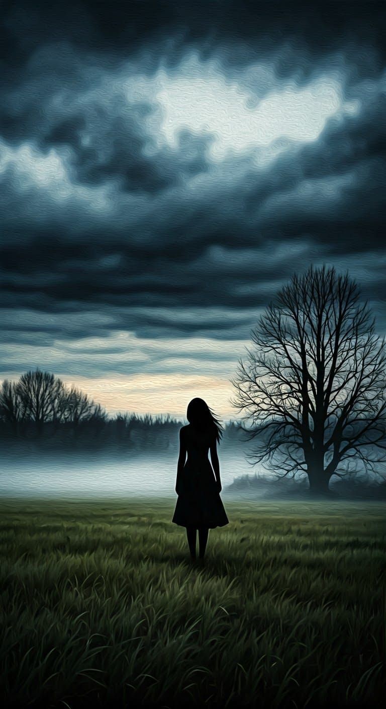 Ethereal Neo-Impressionist Landscape with Mysterious Female ...