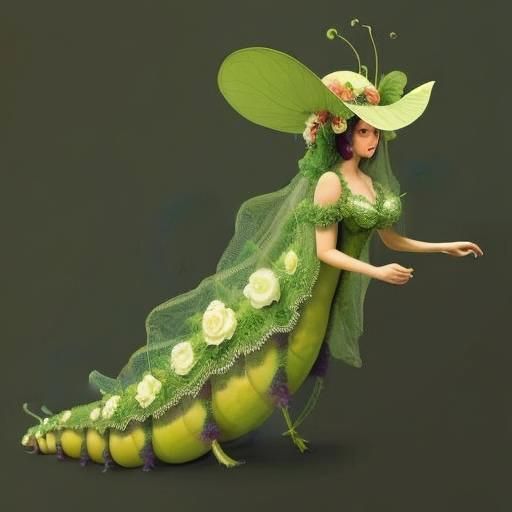 Caterpillar Lady With Lace Cover in Fantasy Style