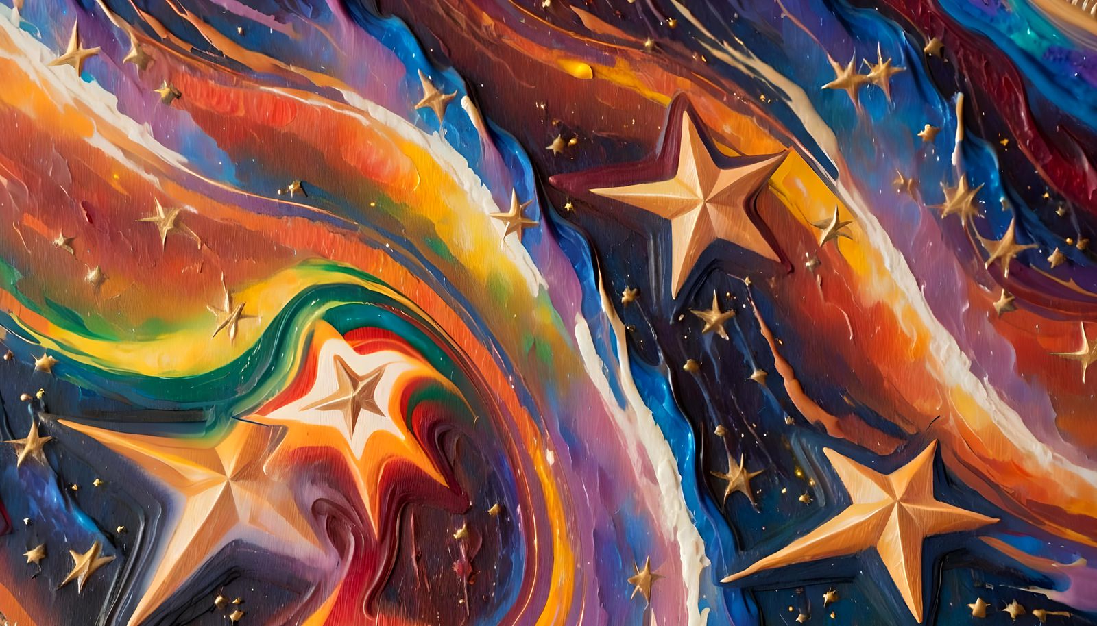 Swirling Star-Beings Emerge as Antipasto Oil Painting