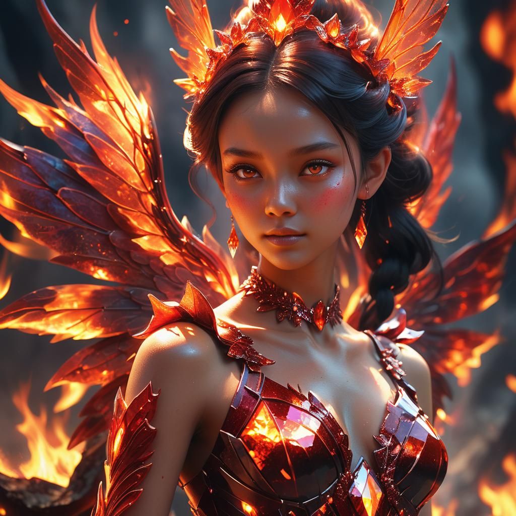 Fiery Fairy Portrait in Blazing Inferno